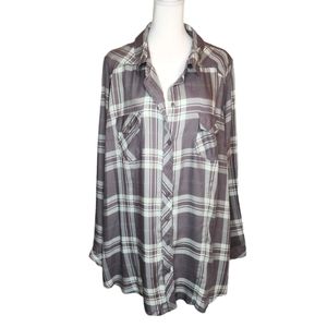 NWOT Torrid Lightweight Plaid Button Down Tunic Size 3X